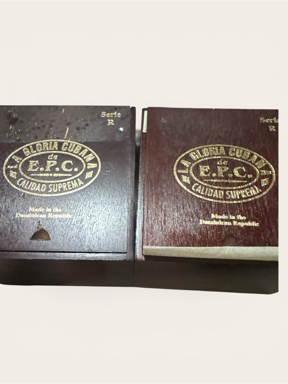 Vintage La Gloria Cubana Serie R No.5 Wooden Cigar Box x2 - Brown & Gold